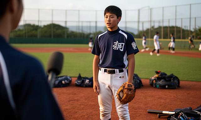 宮古高校の野球選手が学校のグラウンドで練習後に話す様子